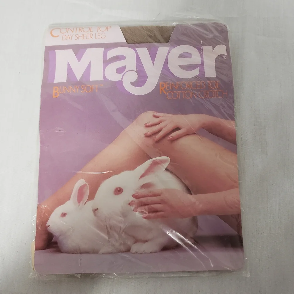 80s Mayer Sheer Tan Pantyhose Size Medium Plus Control Top